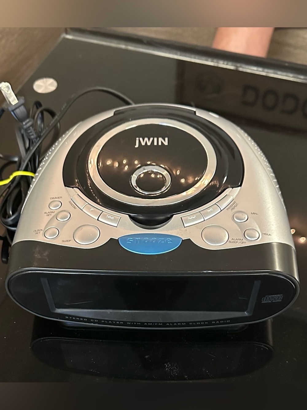 Silver & Black Portable CD Alarm Clock Radio